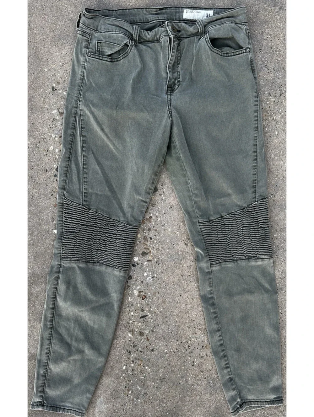 Pistola Womens Green Denim Slim Fit Dark Wash Jeans Size 31 Moto Pants Fast Gear